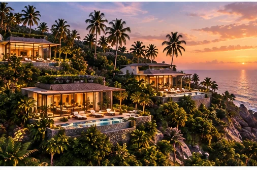 Set among the existing palms, not cleared of them